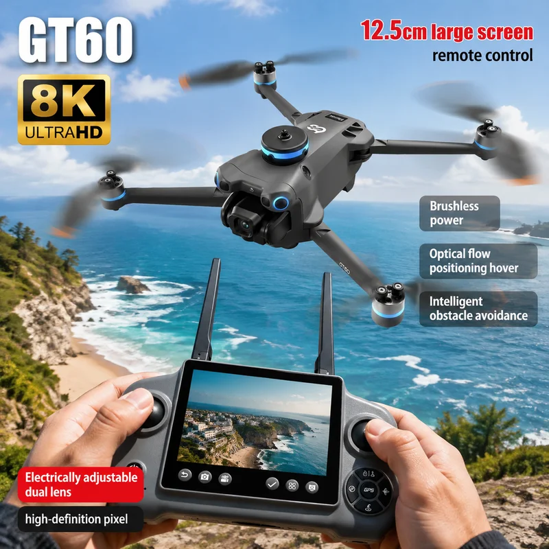 Drone Kit Long Range - โดรนรุ่นใหม่ GT60 มินิโดรน กล้องคู่ 8K โดรนถ่ายภาพทางอากาศ
